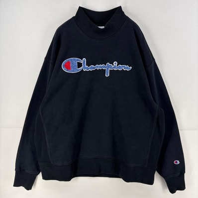 古着 チャンピオン Champion スウェット プルオーバー ロゴ タートルネック リバースウィーブ 大きいサイズ 2XL ブラック メンズ