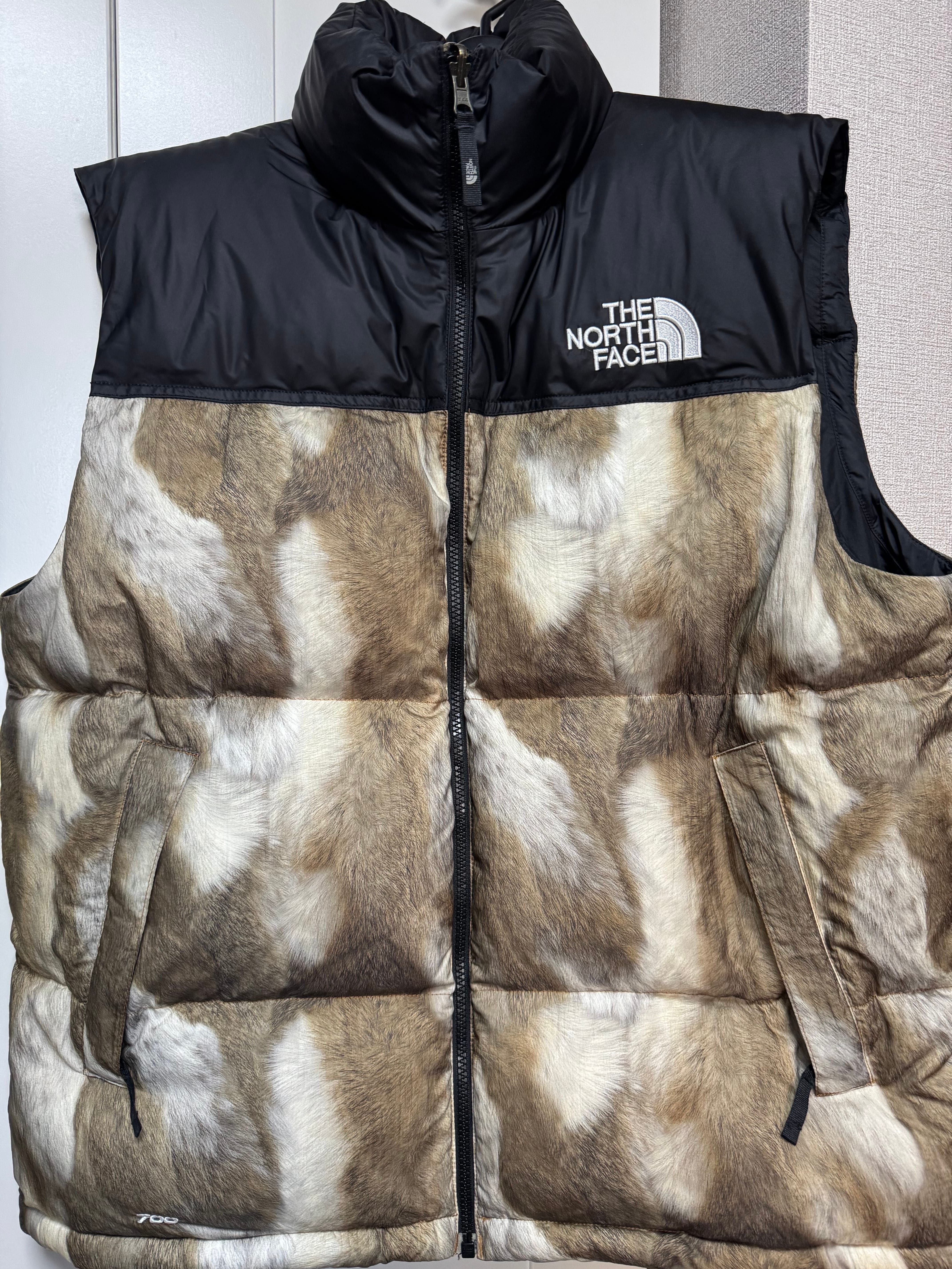 Supreme x The North Face Fur Print Nuptse Vest "Brown"