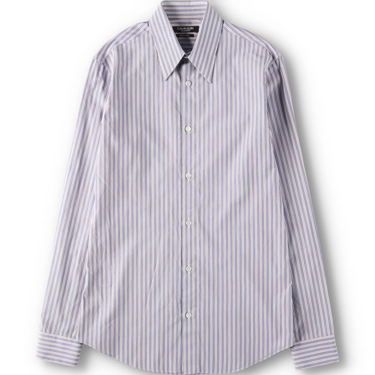 古着 カルバンクライン CALVIN KLEIN 205W39NYC 長袖 コットンストライプシャツ イタリア製 メンズS相当/yaa000404