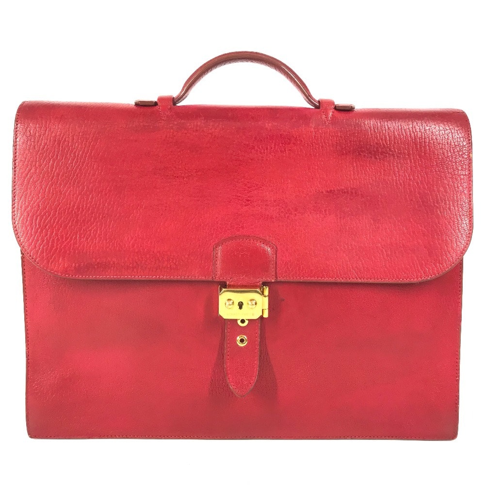 エルメス HERMES サックアデペッシュ 38 サックアデペッシュ38  ハンドバッグ フラップ ブリーフケース 書類バッグ ビジネスバッグ レザー C□刻 レッド