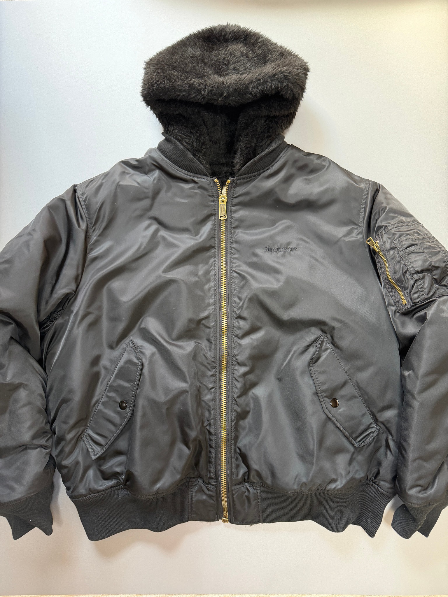 Supreme Faux Fur Reversible MA-1 "Black"