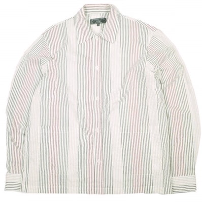 KITH NYC キスニューヨークシティ 25SS Seersucker Long-Sleeve Boxy Collared Overshirt シアサッカー ボクシーカラー オーバーシャツ 25050060000620 S WHITE 長袖 マルチストライプ