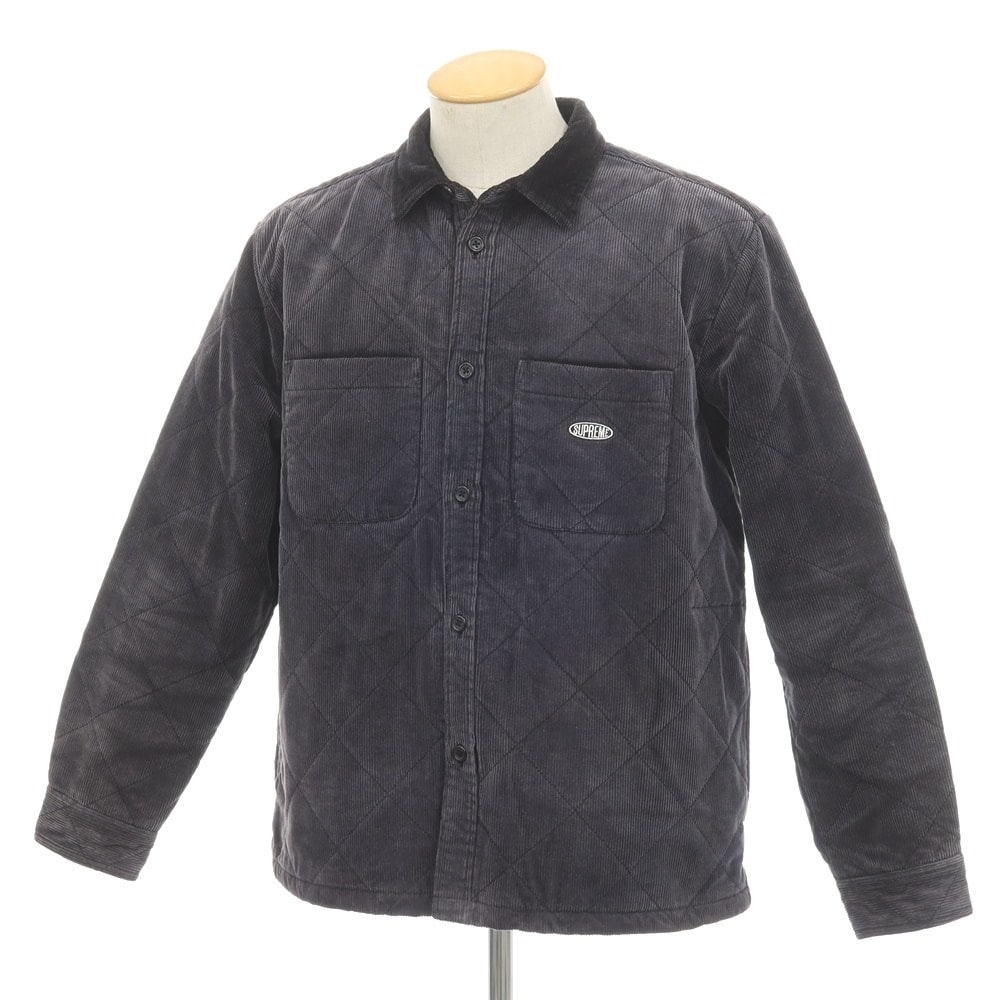 【中古】シュプリーム Supreme 2022年秋冬 Quilted Corduroy Shirt 中綿入り コーデュロイ キルティングシャツ ネイビー系【サイズS】【メンズ】