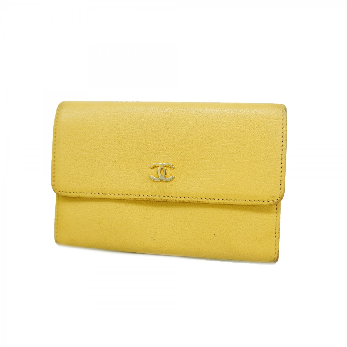 【6ce6400】シャネル 財布 ココマーク ゴートスキン ベージュ ゴールド金具【中古】レディース