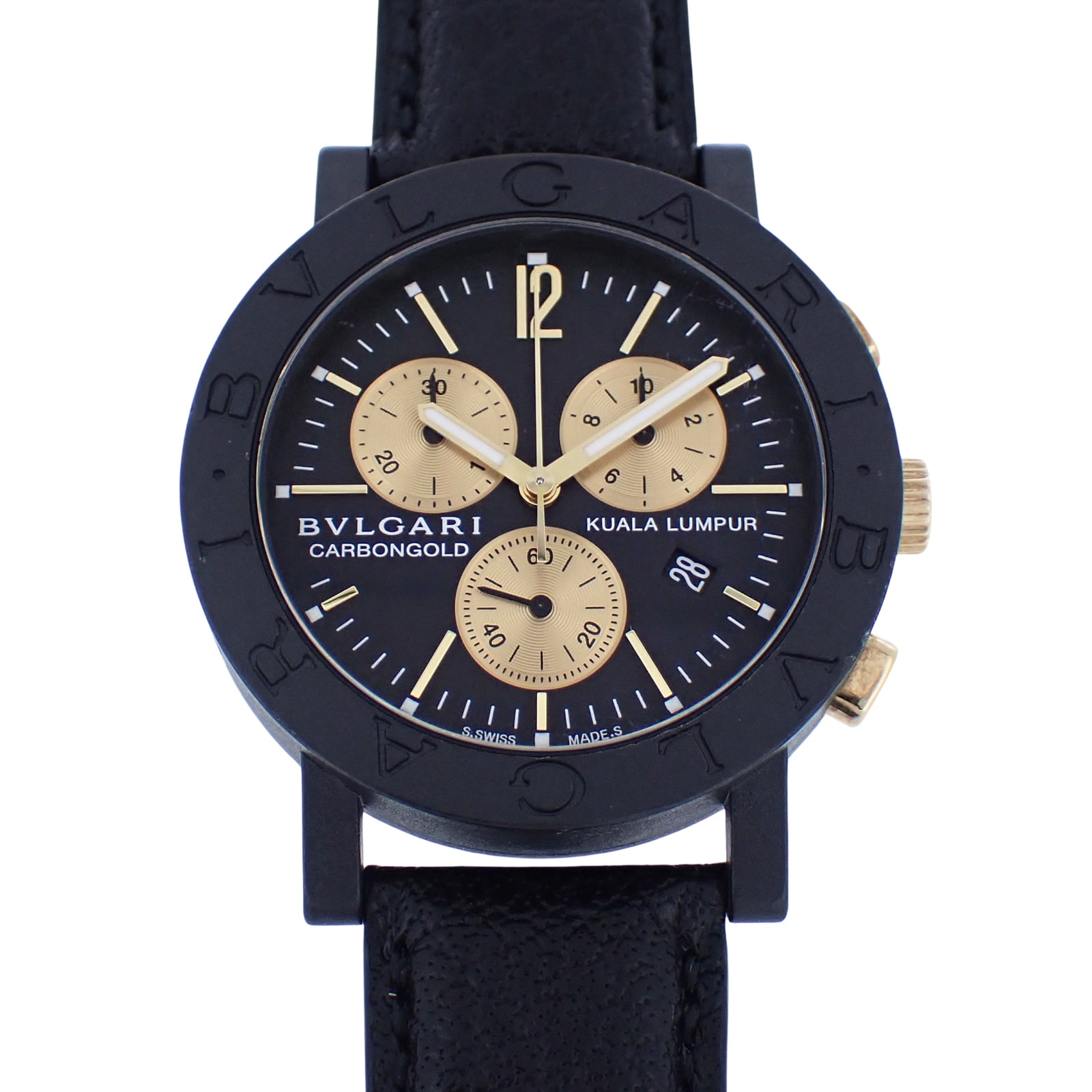 999本限定 BVLGARI ブルガリ カーボンゴールド クロノ BB38CLCH メンズ 腕時計
