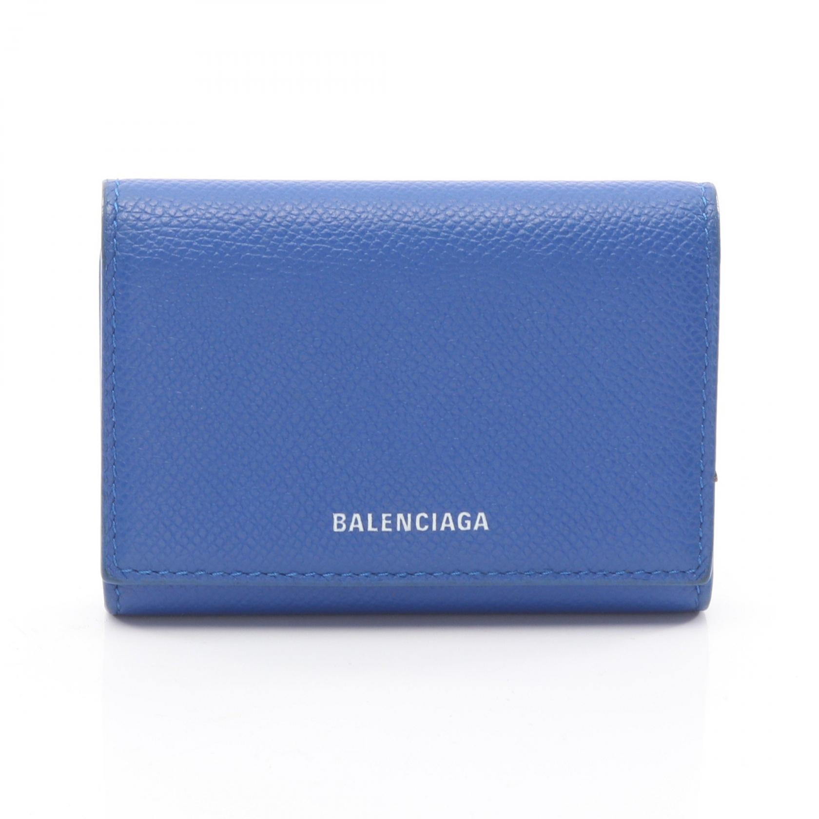 バレンシアガ BALENCIAGA VILLE ビル アコーディオンカードホルダー カードケース アクセサリー レザー レディース ブルー系 581099 【中古】