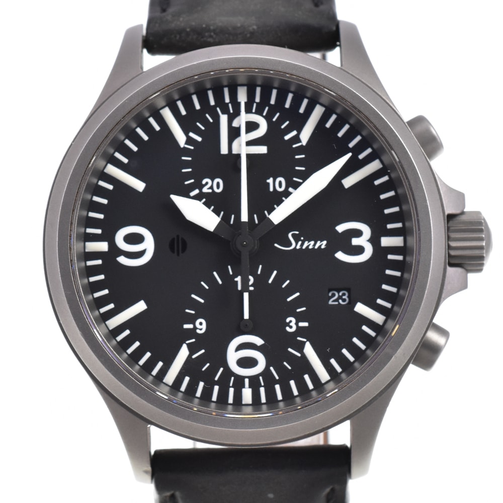 値下 ジン Sinn 756 クロノグラフ 200m ブラック 自動巻き メンズ 腕時計 G#147470