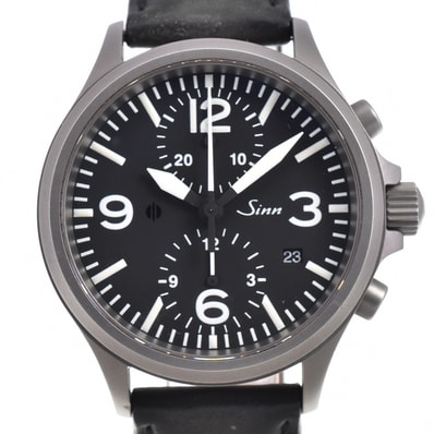 値下 ジン Sinn 756 クロノグラフ 200m ブラック 自動巻き メンズ 腕時計 G#147470