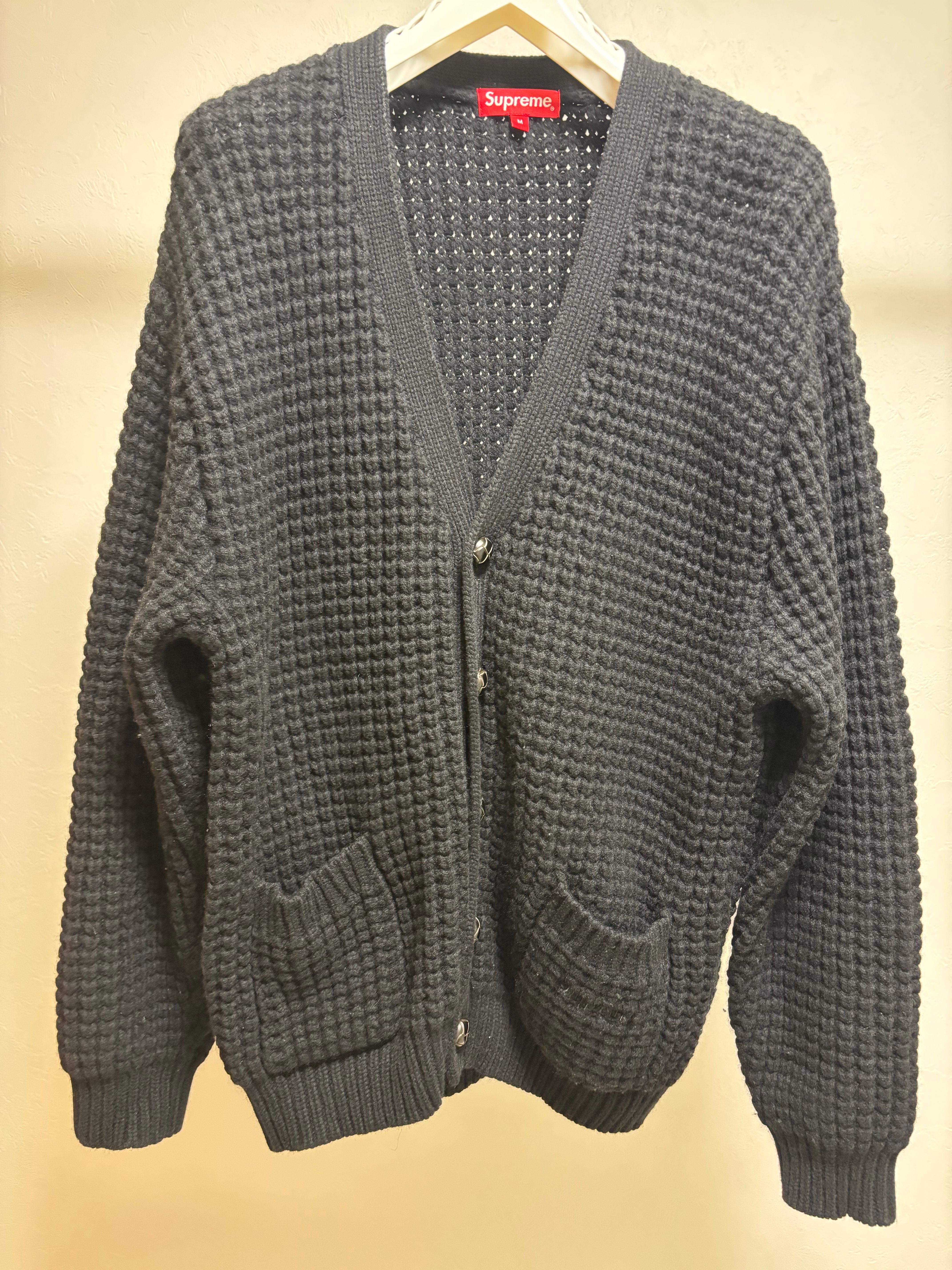 Supreme Waffle Knit Cardigan "Black"