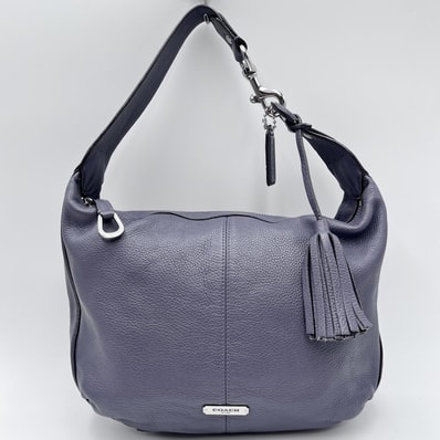 COACH(コーチ)レザーホーボーバッグ ショルダーバッグ パープル系 レザー タッセル シルバー金具 F23960【中古】