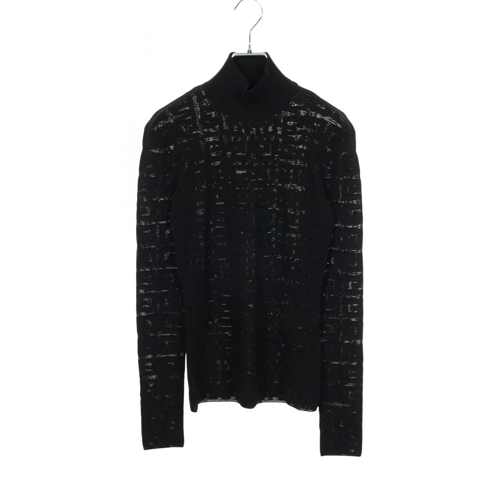 ジバンシィ GIVENCHY Gロゴ 総柄 ハイネック ニット 衣料品 トップス レーヨン レディース ブラック系 【中古】
