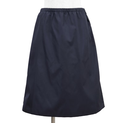 【極美品】PRADA プラダ スカート サイズ 40S レディース トライアングルプレート リサイクルナイロン100% ウエストゴム ボトムス ネイビー 紺 イタリア製