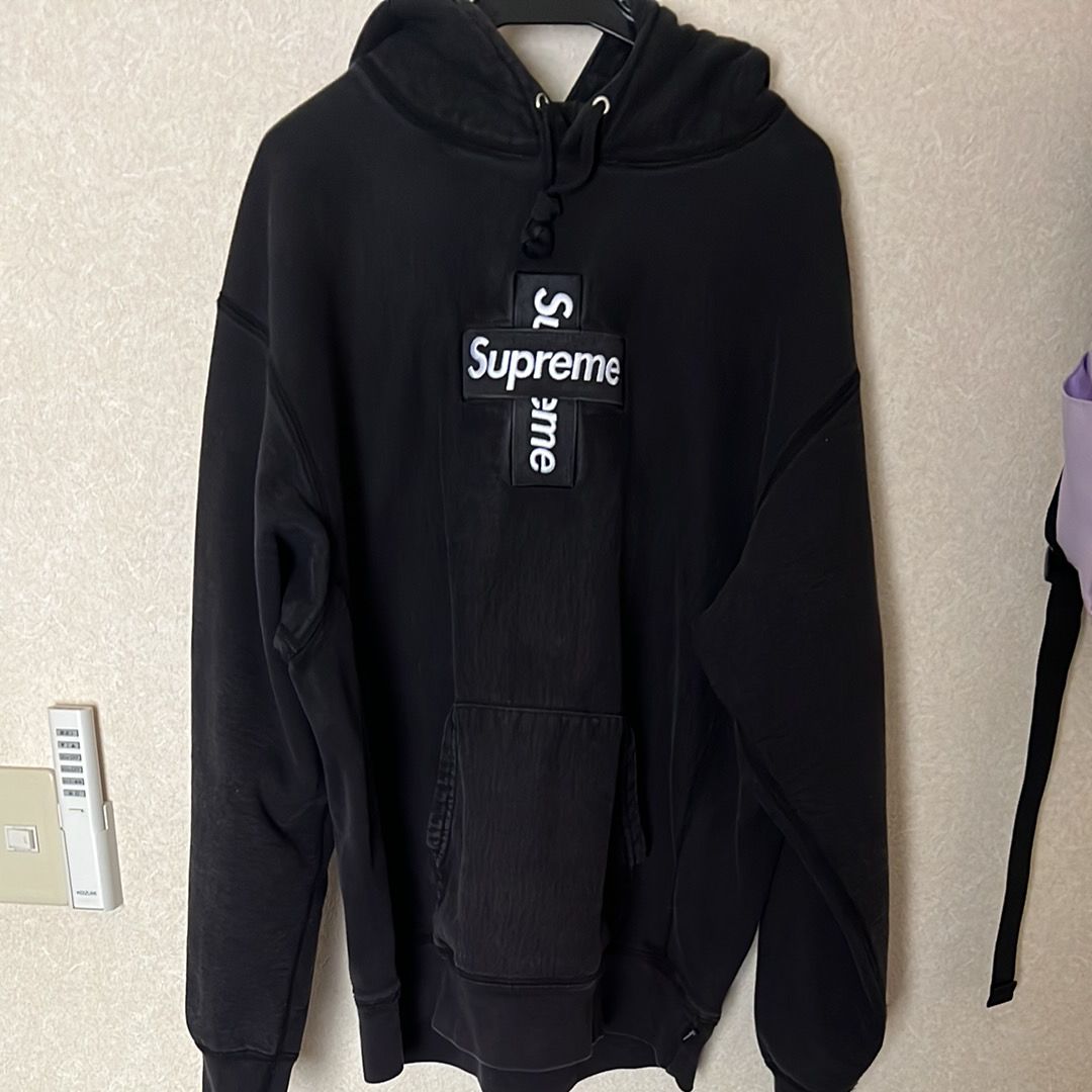 Supreme Cross Box Logo Hooded Sweatshirt "Black"