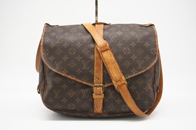 LOUIS VUITTON ルイ・ヴィトン モノグラム ソミュール35 M42254 ショルダーバッグ ブラウン コーティングキャンバス レディース