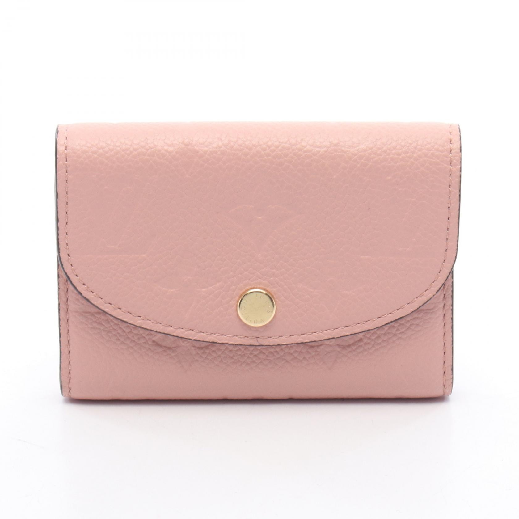 ルイ・ヴィトン LOUIS VUITTON ポルトモネ ロザリ モノグラム アンプラント ローズプードル 二つ折り財布 財布 レザー ピンク レディース ピンク系 M81520 【中古】