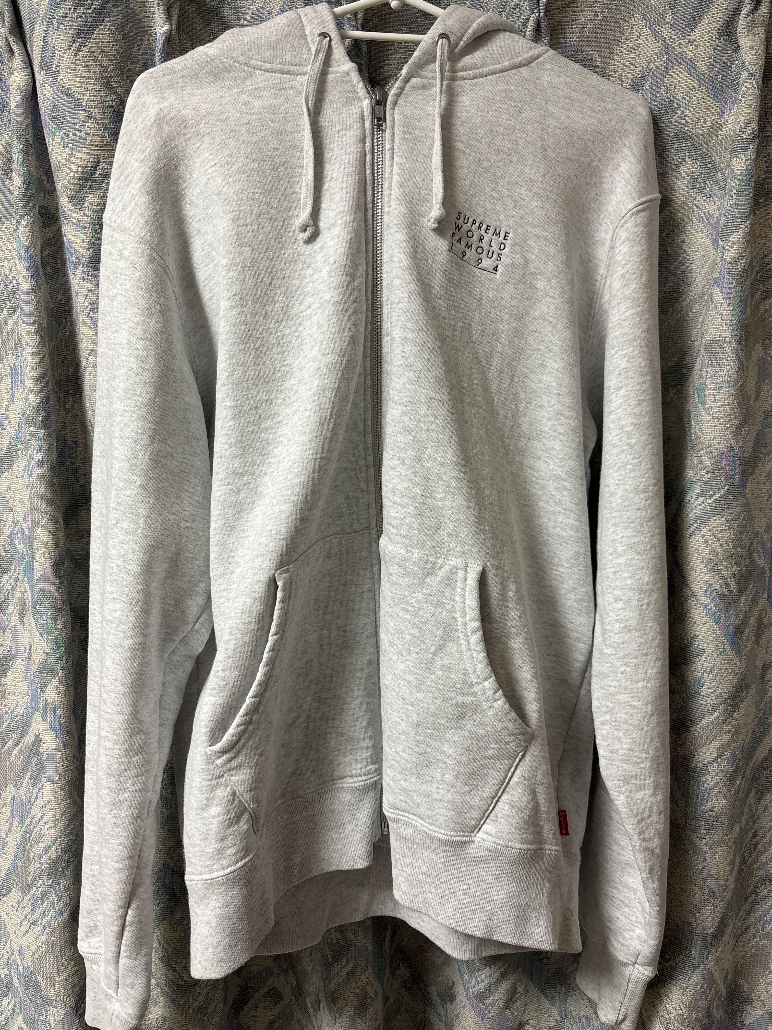 Supreme World Famous Zip Up Hooded Sweatshirt "Ash Grey"