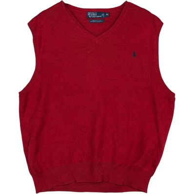 古着 ラルフローレン Ralph Lauren POLO by Ralph Lauren Vネック ピマコットンニットベスト メンズXL相当/rab181085