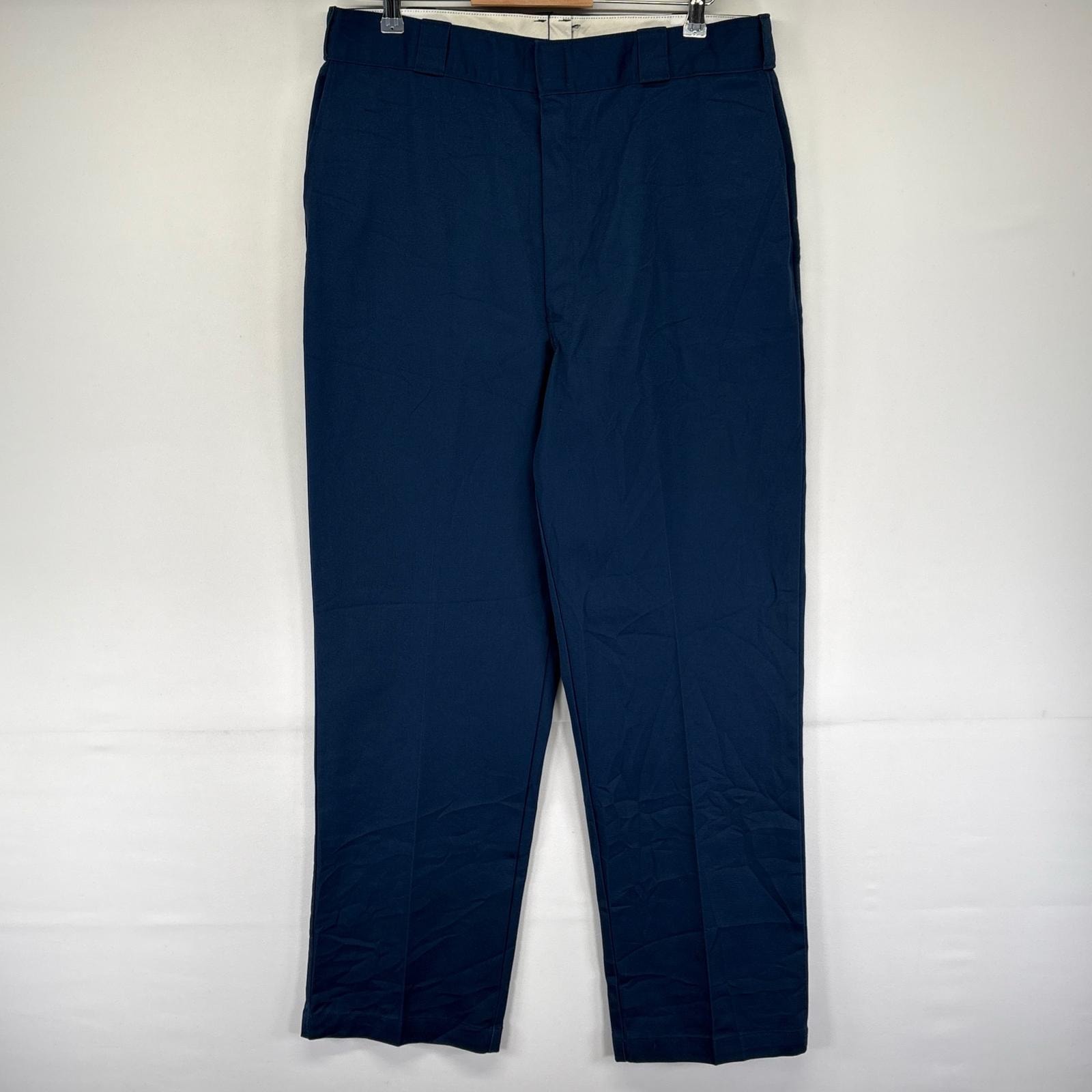 古着 90's/90年代 ディッキーズ Dickies USA製 パンツ テーパード ワンポイントロゴ ジッパーフライ W38 L32 ネイビー系 メンズ