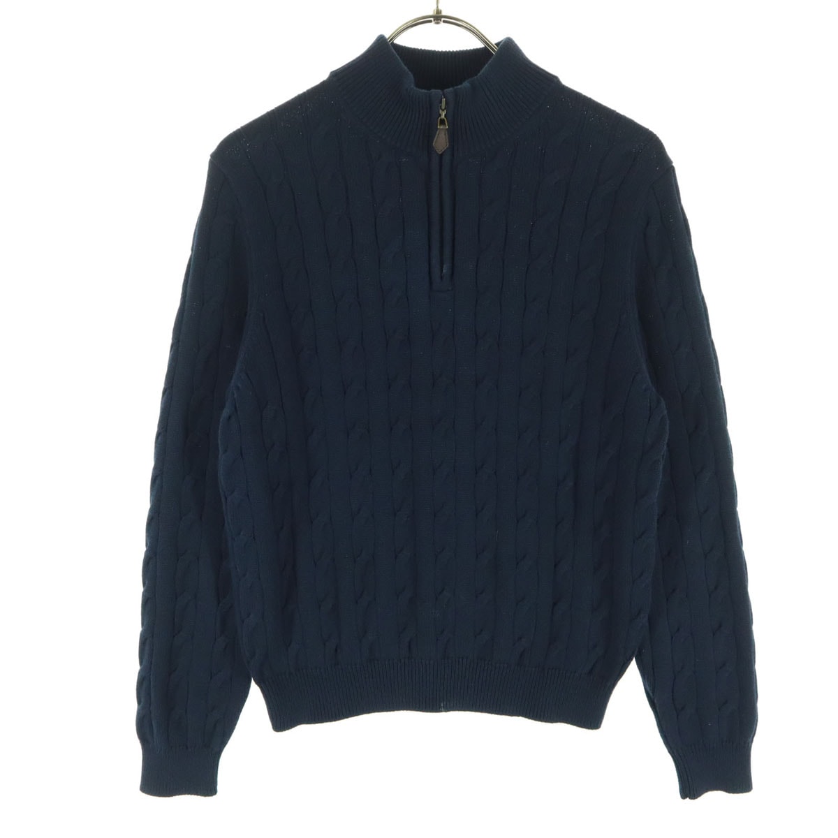 Brooks Brothers ブルックスブラザーズ フィッシャーマン 長袖 ハイネック ハーフジップ ケーブル編み コットン ニット M ネイビー