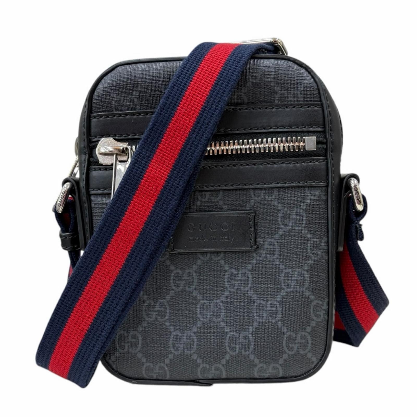 グッチ スモール メッセンジャーバッグ GGスプリーム ショルダーバッグ GGスプリームキャンバス 682357 ブラック メンズ GUCCI 中古