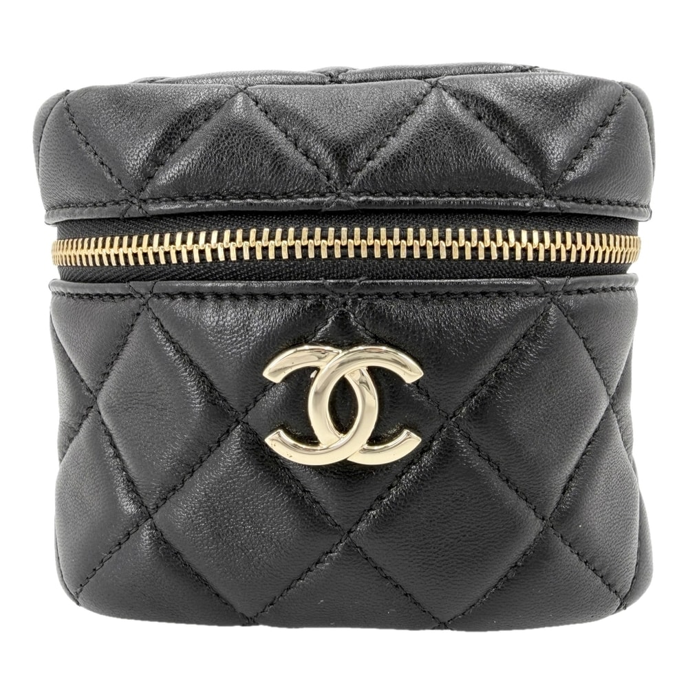 CHANEL シャネル ハンドバッグ マトラッセ ミニバッグ ポーチ ココマーク ラムスキン ブラック 黒 ゴールド金具 レディース 美品【中古品】