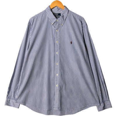 古着 ラルフローレン Ralph Lauren POLO by Ralph Lauren CUSTOM FIT 長袖 ボタンダウンストライプシャツ メンズL相当/eaa587839