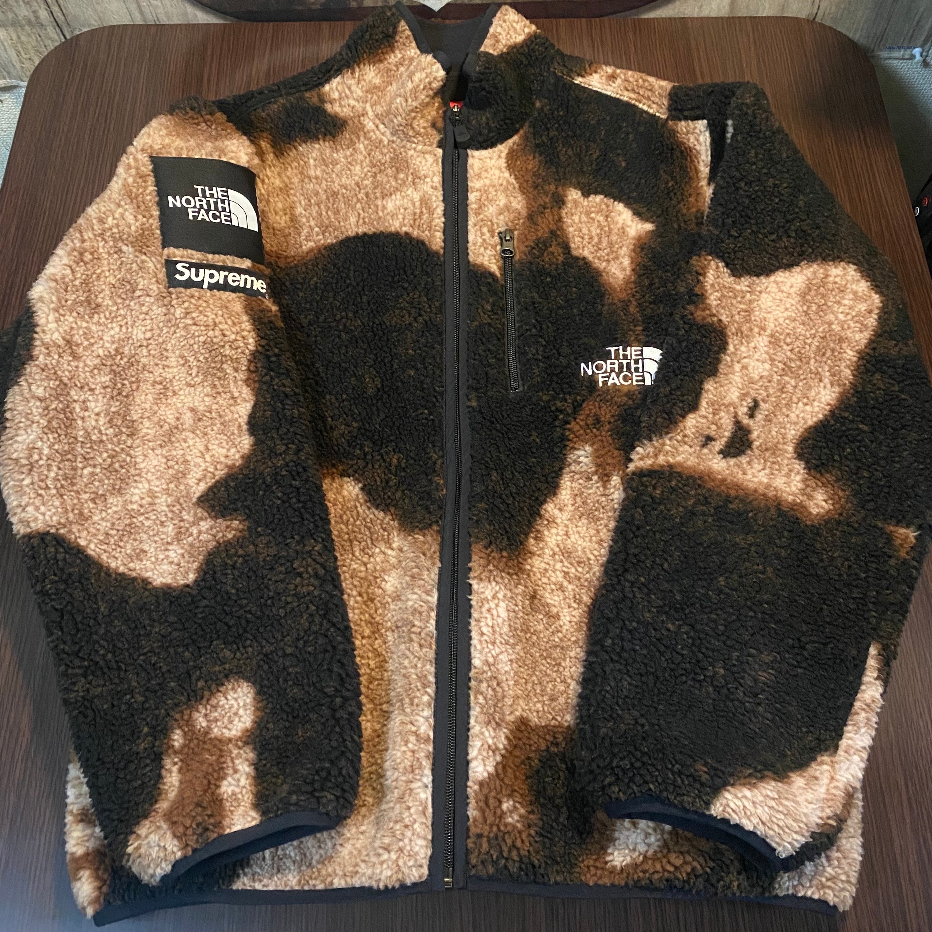 Supreme x The North Face Bleached Denim Print Fleece Jacket "Black"