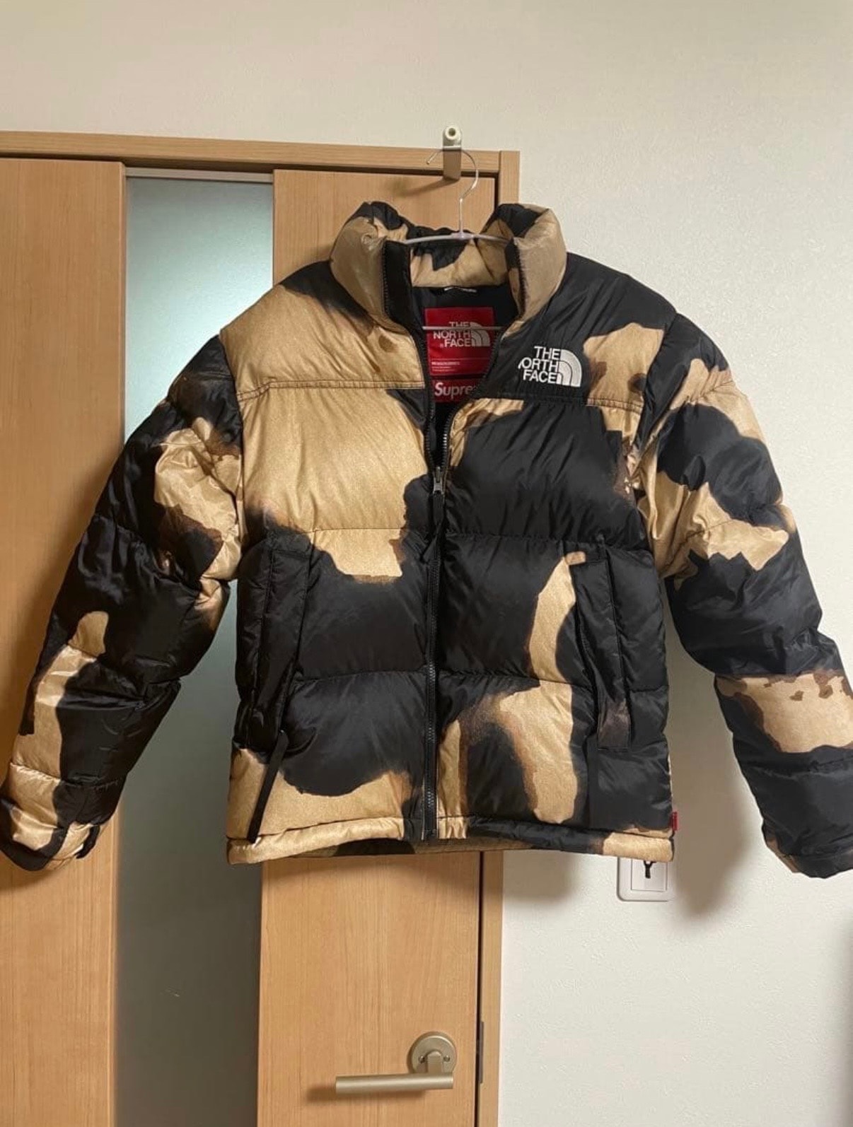 Supreme x The North Face Bleached Denim Print Nuptse Jacket "Black"