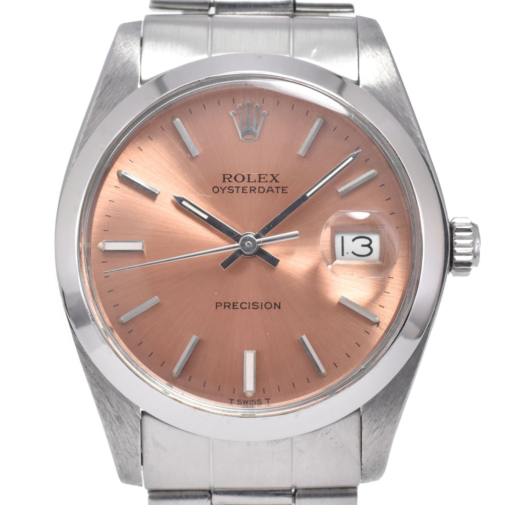 ロレックス ROLEX 6694 ヴィンテージ オイスターデイト プレシジョン Cal.1225 サーモンピンク 手巻き メンズ 良品 腕時計 N#149861