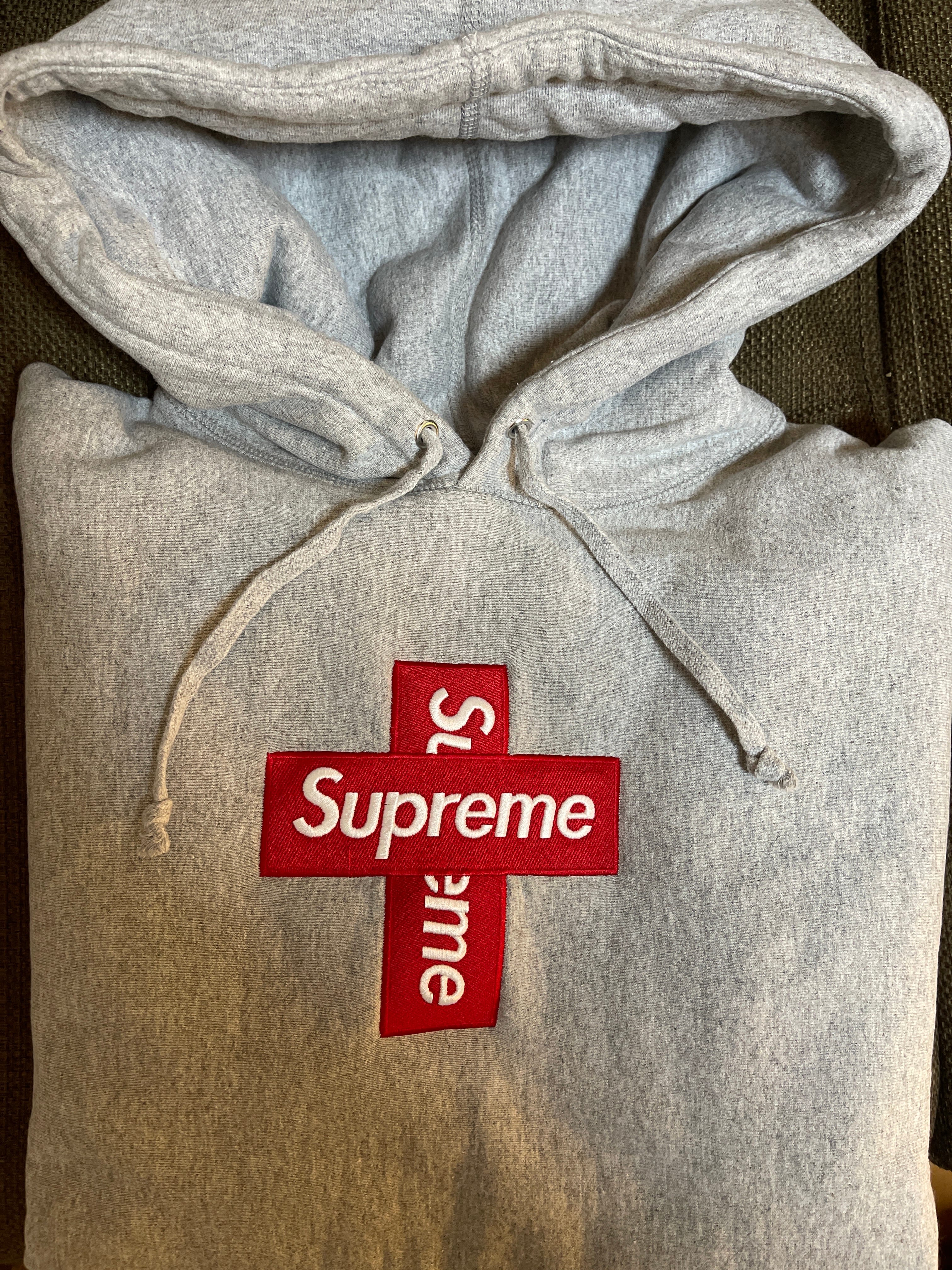 Supreme Cross Box Logo Hooded Sweatshirt "Grey"