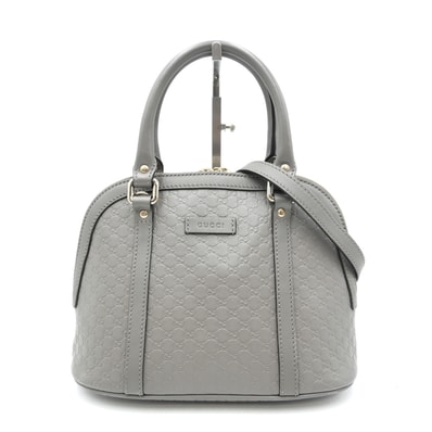 GUCCI(グッチ)マイクログッチシマ 2WAY ハンドバッグ ショルダーバッグ グレー レザー ゴールド金具 449654 レディース【中古】
