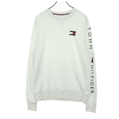 TOMMY HILFIGER トミーヒルフィガー 前V ワンポイントロゴ 長袖 トレーナー S/P ホワイト スウェット