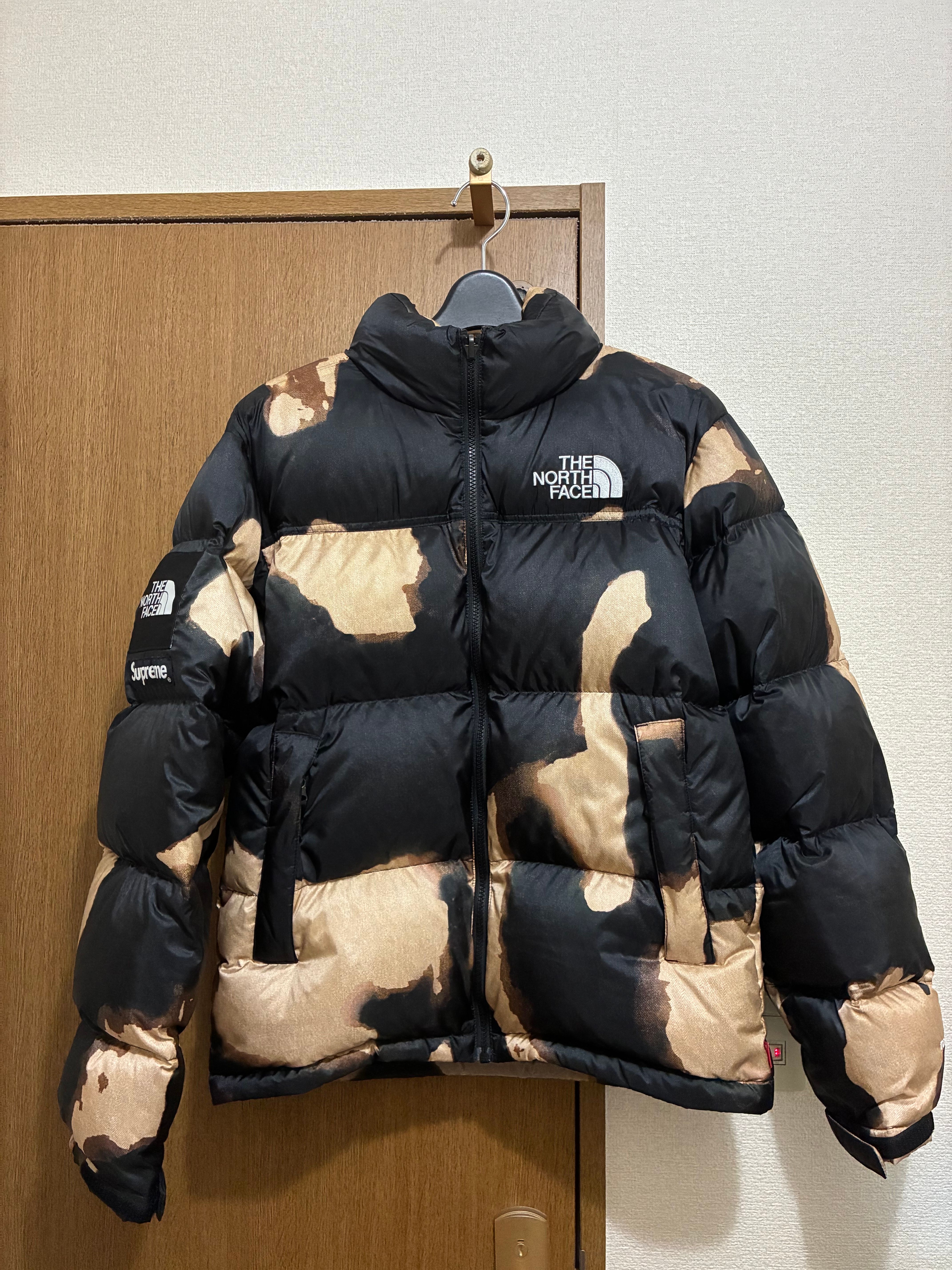 Supreme x The North Face Bleached Denim Print Nuptse Jacket "Black"