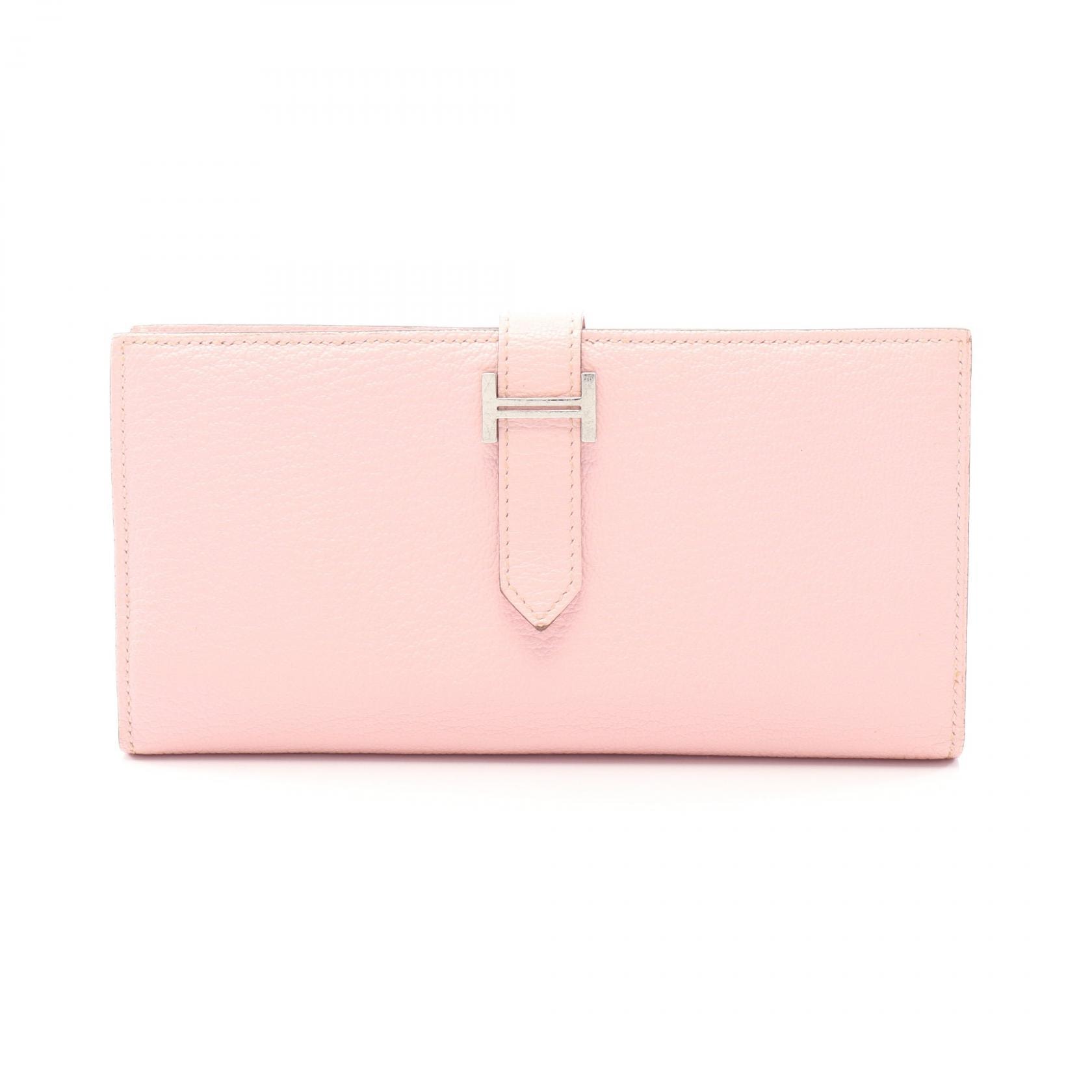 エルメス HERMES ベアンスフレ ローズサクラ 二つ折り長財布 財布 シェーブル シェーブル T刻印(2015年製造) レディース ピンク系 【中古】