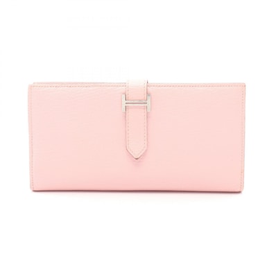 エルメス HERMES ベアンスフレ ローズサクラ 二つ折り長財布 財布 シェーブル シェーブル T刻印(2015年製造) レディース ピンク系 【中古】