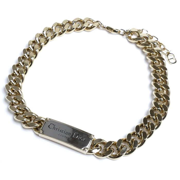 Dior ディオール 真鍮 COUTURE チェーンリンク ネックレス N2064HOMMT D012 165.0g 40~47cm メンズ【中古】