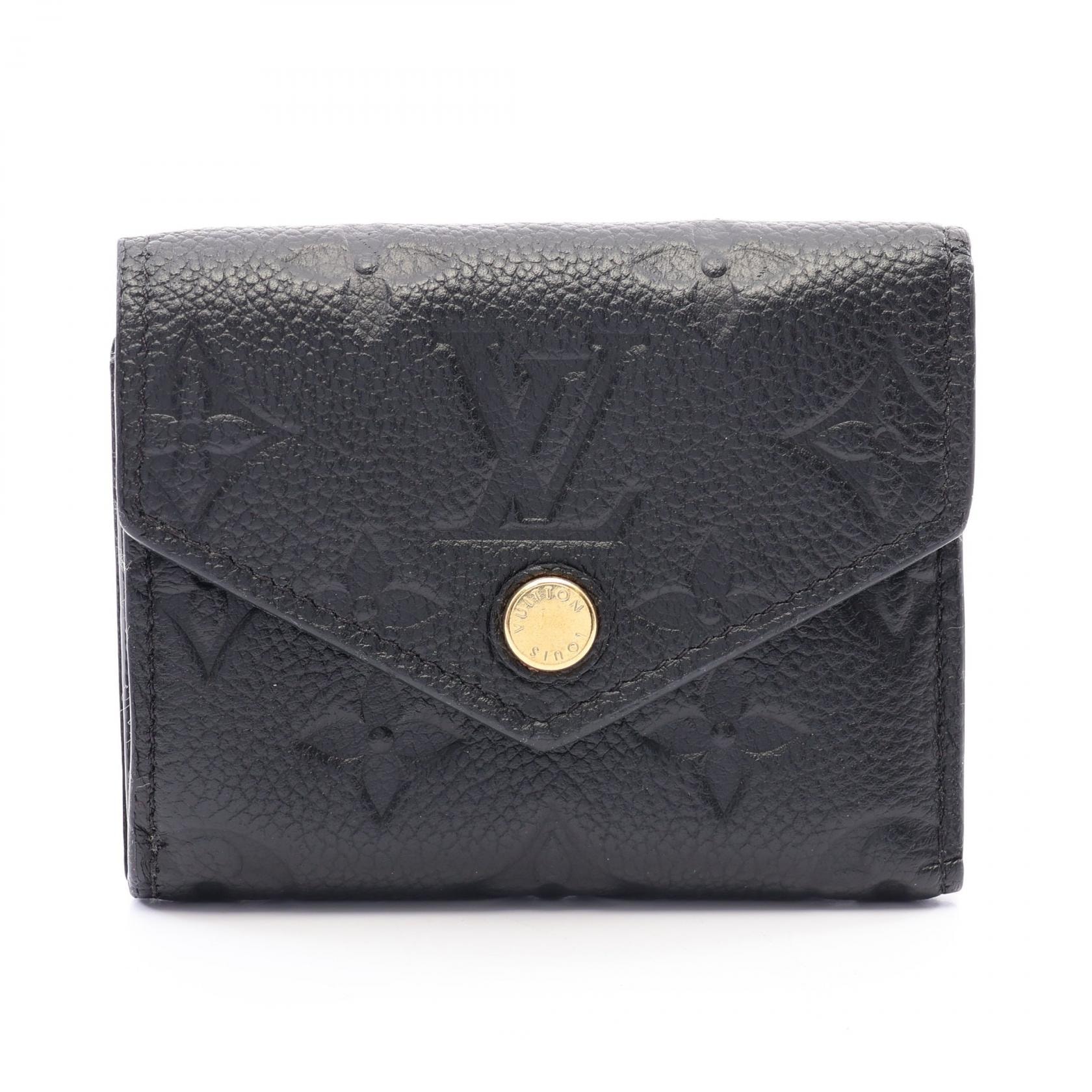 ルイ・ヴィトン LOUIS VUITTON ポルトフォイユ ゾエ 三つ折り財布 財布 レザー モノグラム・アンプラント ノワール レディース ブラック系 M62935 【中古】