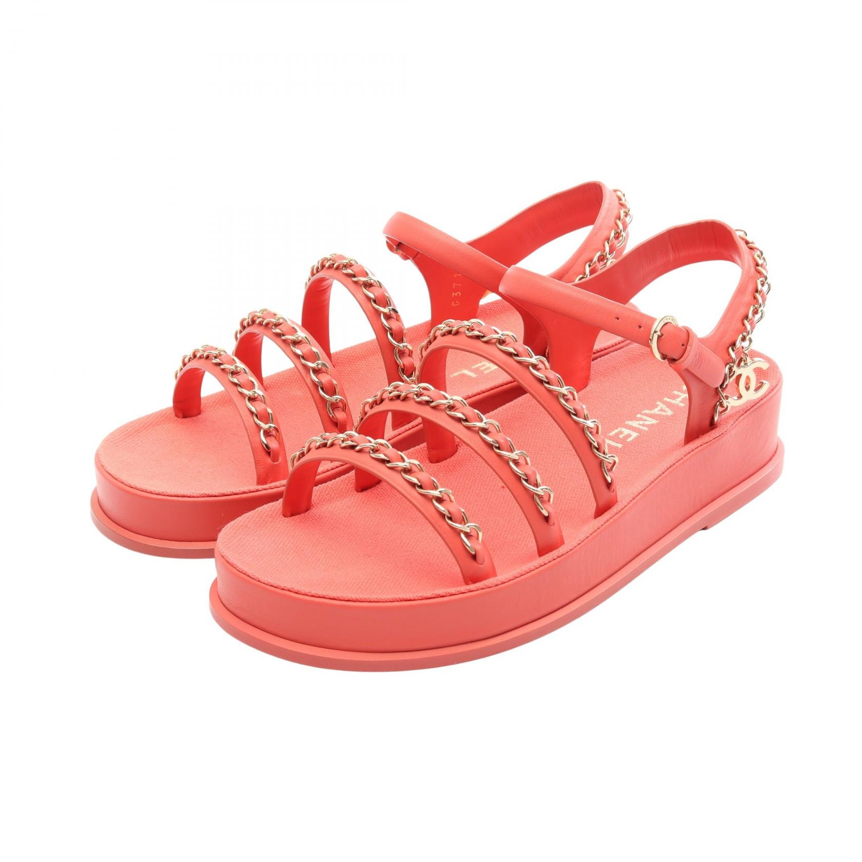 シャネル CHANEL ココマーク サンダル 靴 レザー レディース ピンク系 【中古】