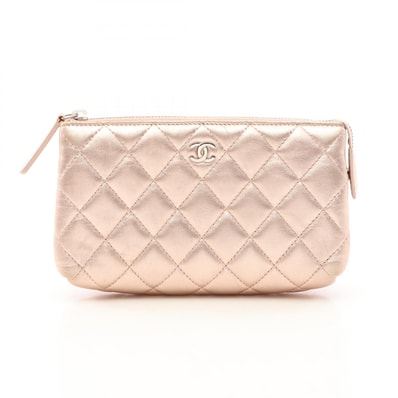 シャネル CHANEL マトラッセ ポーチ バッグ ラムスキン(羊革) レディース ピンク系 A69259 【中古】