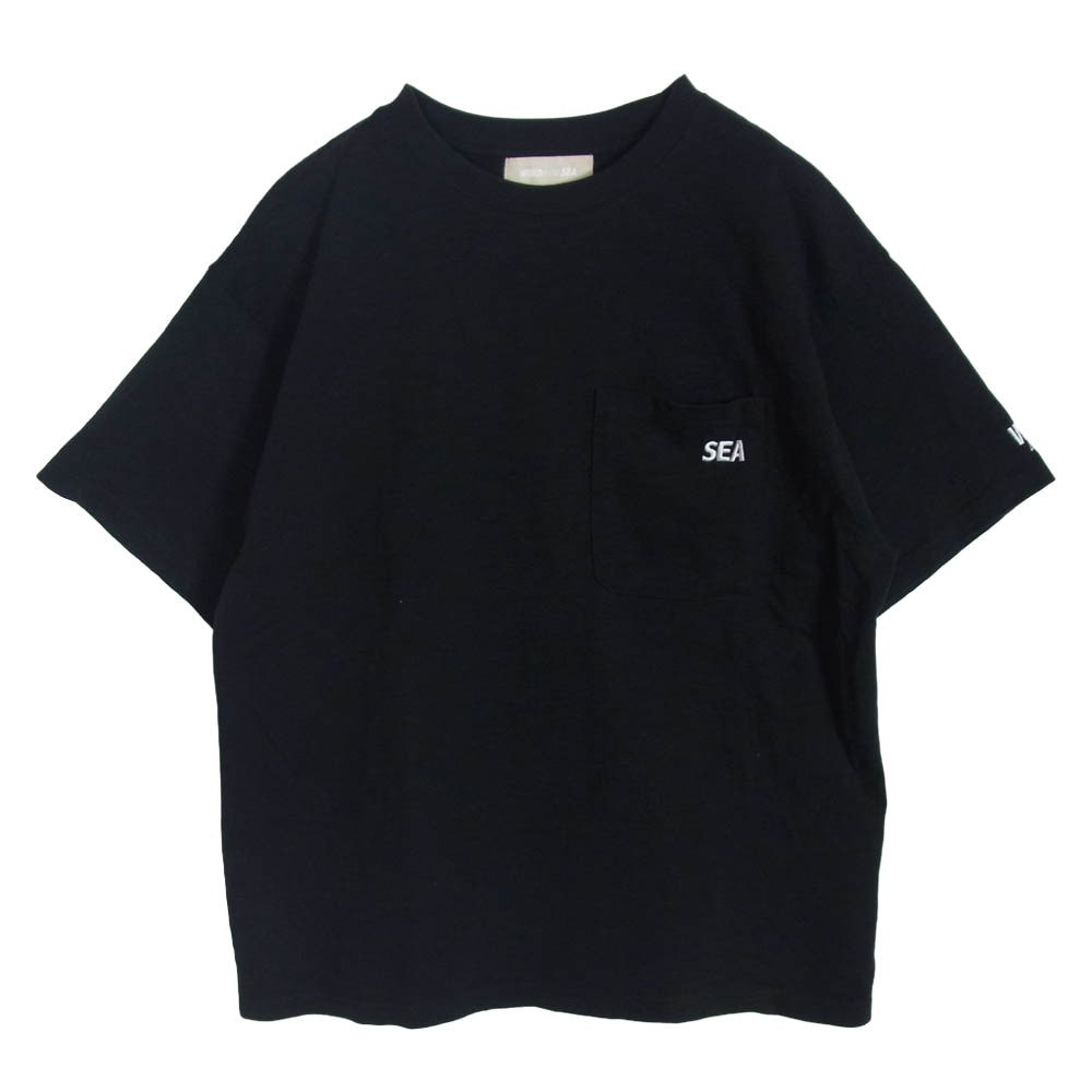 WIND AND SEA ウィンダンシー Tシャツ wds-o-ess-25-q4-cs-01 POCKET S/S TEE 刺繍 ポケット Tシャツ ブラック系 S【中古】