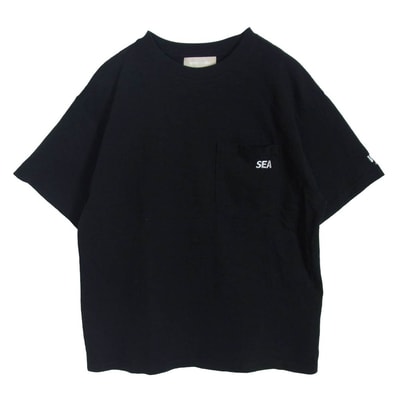 WIND AND SEA ウィンダンシー Tシャツ wds-o-ess-25-q4-cs-01 POCKET S/S TEE 刺繍 ポケット Tシャツ ブラック系 S【中古】