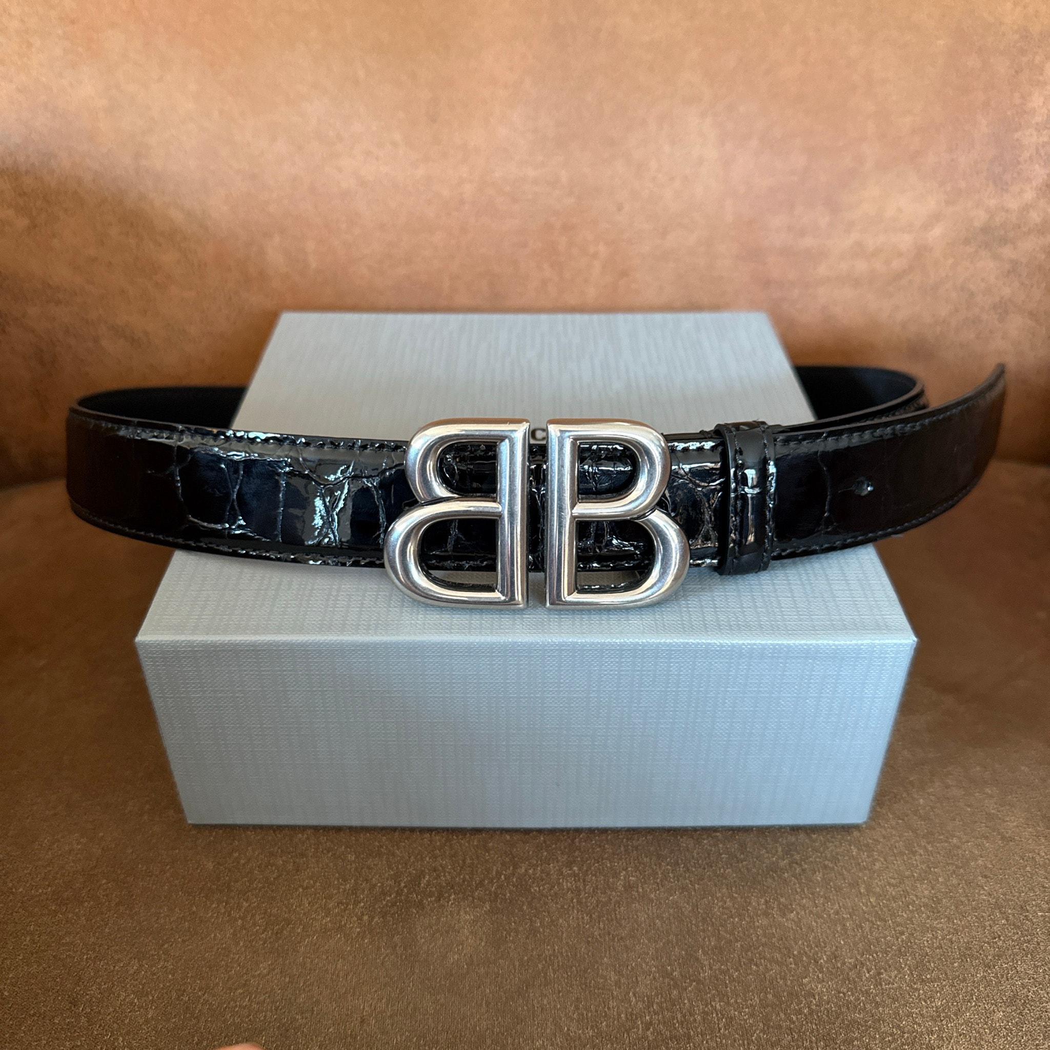 BALENCIAGA Monaco Belt Crocodile Embossed "Black"