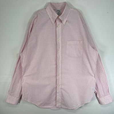 古着 ブルックスブラザーズ Brooks Brothers 長袖シャツ ボタンダウン 胸ポケ L ピンク チェック メンズ