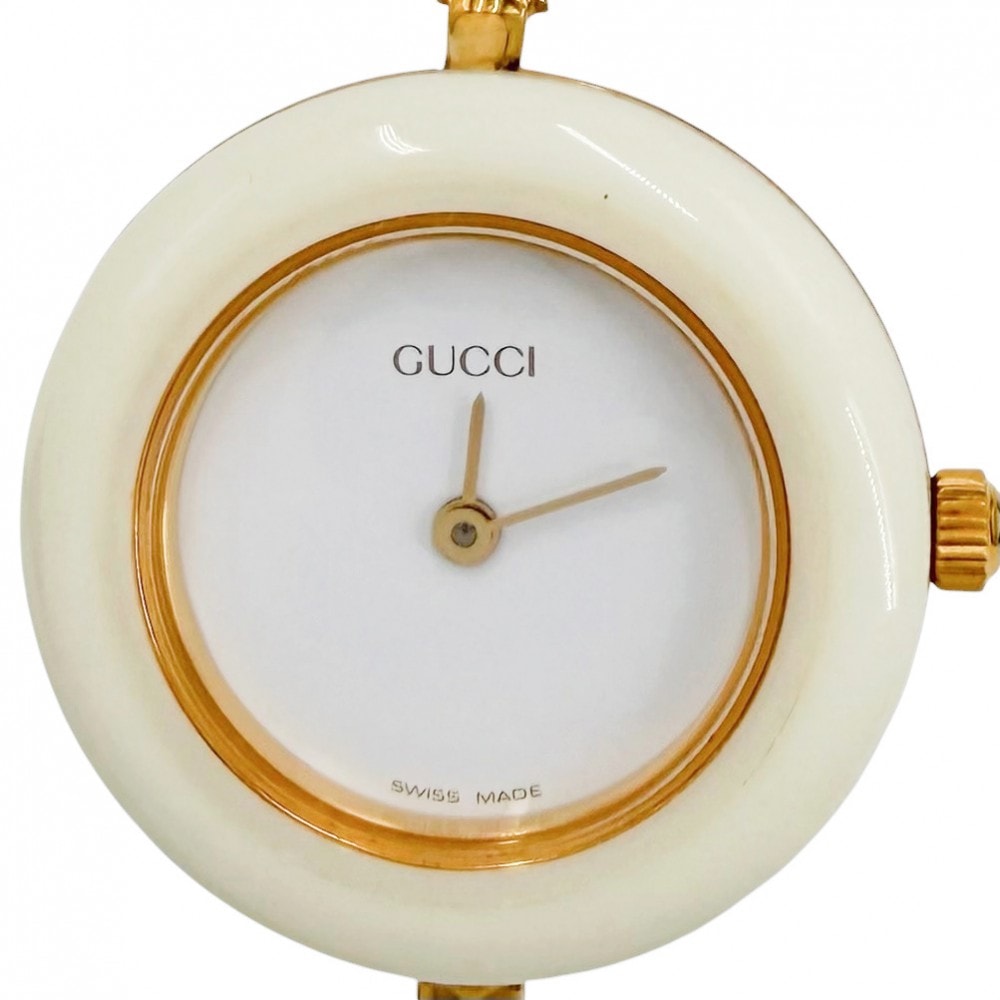 GUCCI グッチ 腕時計 チェンジベゼル QZ 電池式 11/12.2 クオーツ マルチカラー ゴールド ゴールド金具 レディース【中古品】