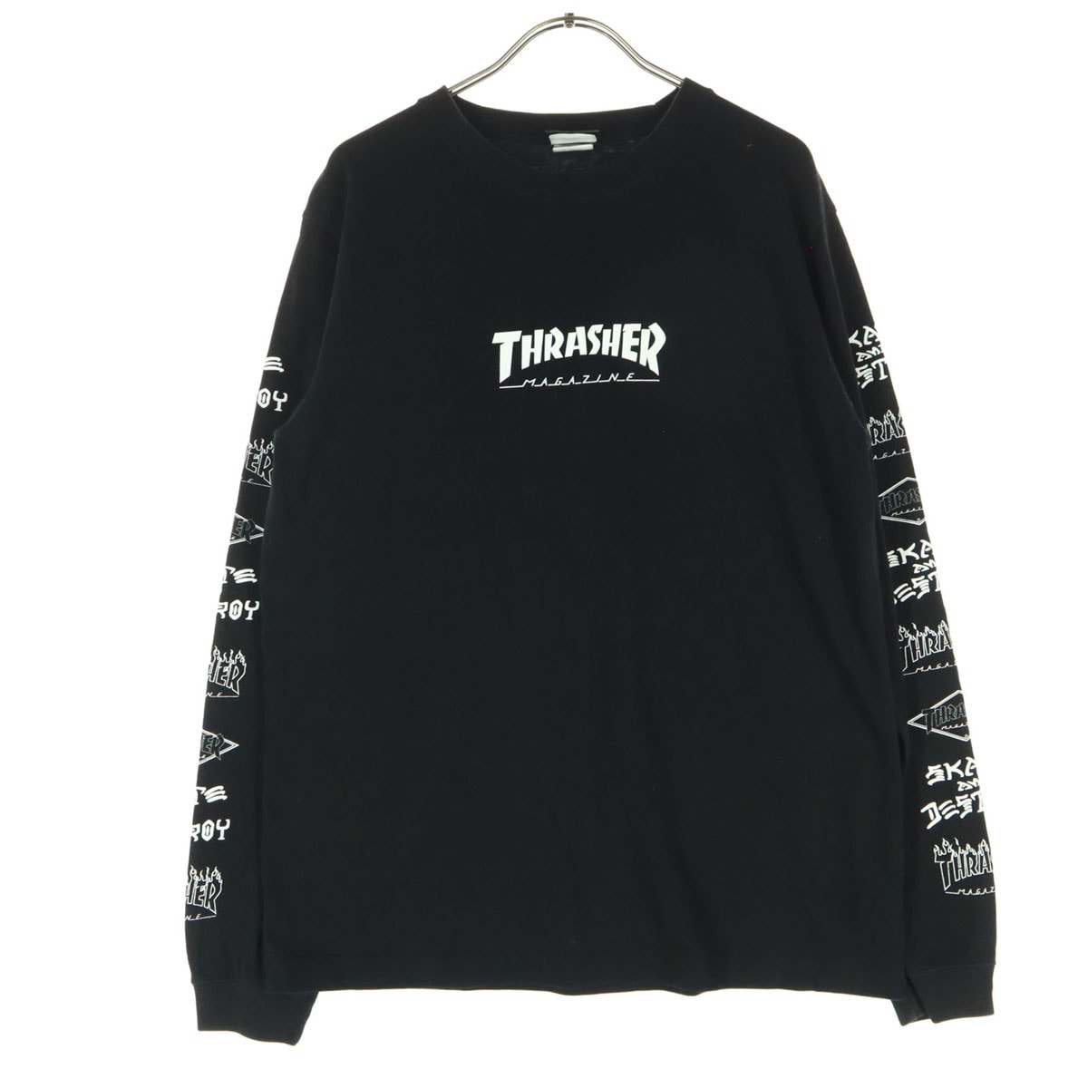 THRASHER スラッシャー コットン ロゴプリント 長袖 Tシャツ M ブラック