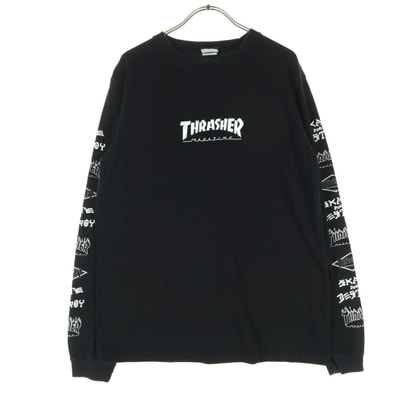 THRASHER スラッシャー コットン ロゴプリント 長袖 Tシャツ M ブラック
