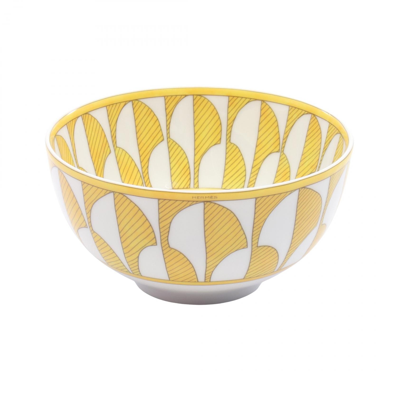 エルメス HERMES ソレイユドゥエルメス ボウルMM 食器 アクセサリー 陶器 ホワイト レディース イエロー系 / ホワイト系 / グレー系 【中古】
