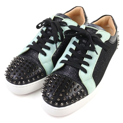 極美品 クリスチャンルブタン
スニーカー Seavaste 2 Orlato Flat ブラック グリーン シルバー メンズ 43