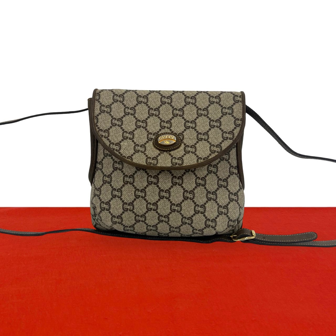GUCCI グッチ グッチプラス ロゴ レザー PVC ショルダーバッグ ブラウン
 54450