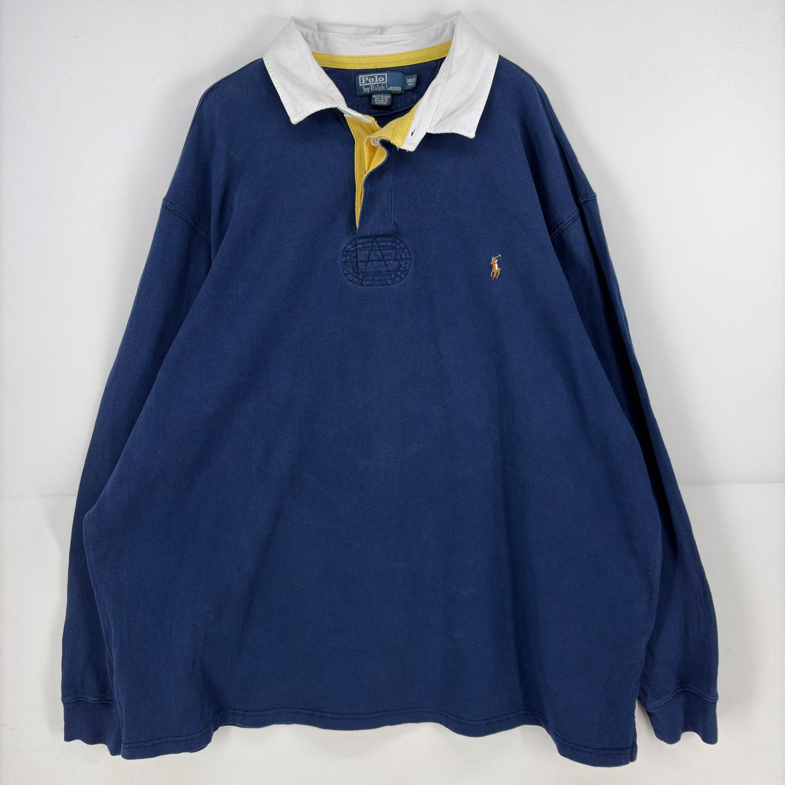 古着 ポロ・ラルフローレン POLO RALPH LAUREN 長袖シャツ ワンポイント 大きいサイズ 刺繍 3XLT TALL ネイビー ツートン メンズ